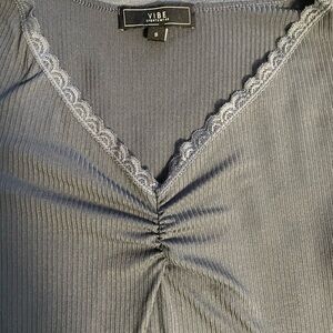 Vibe Women's Dusty Blue Ruched Blouse